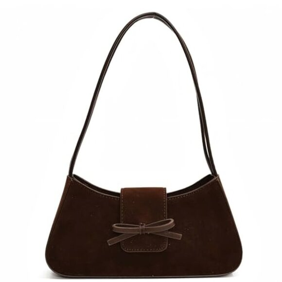 Patent Leather Hobo Bag with Bow, Shoulder Purse for Women - Picture 2 of 7